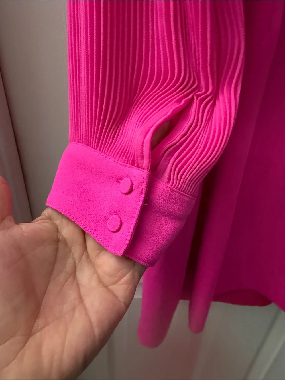 J. Crew Fuchsia Pleated Sleeve Long Sleeve Shift Dress